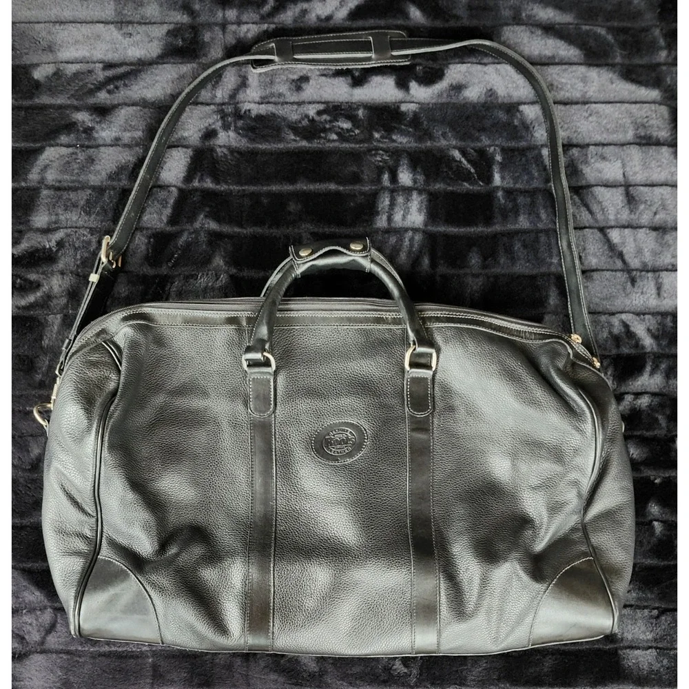 ROOTS HD CANADA LEATHER BLACK DUFFLE WEEKENDER TRAVEL BAG 20th Century Fox